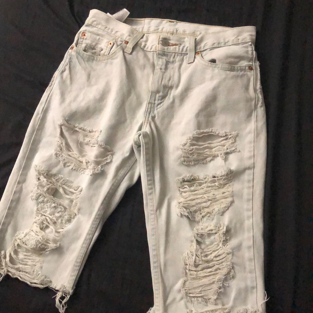 Cut jean shorts
